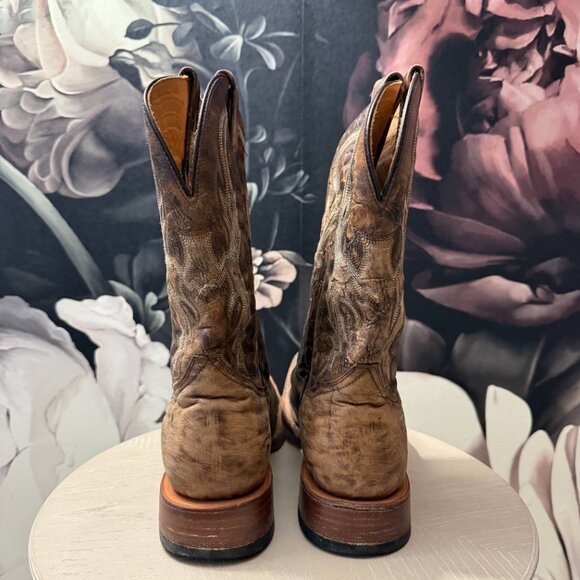 Stetson Horseman Distressed Leather Cowboy Boots – Men’s 11EE Handmade - Picture 2 of 5